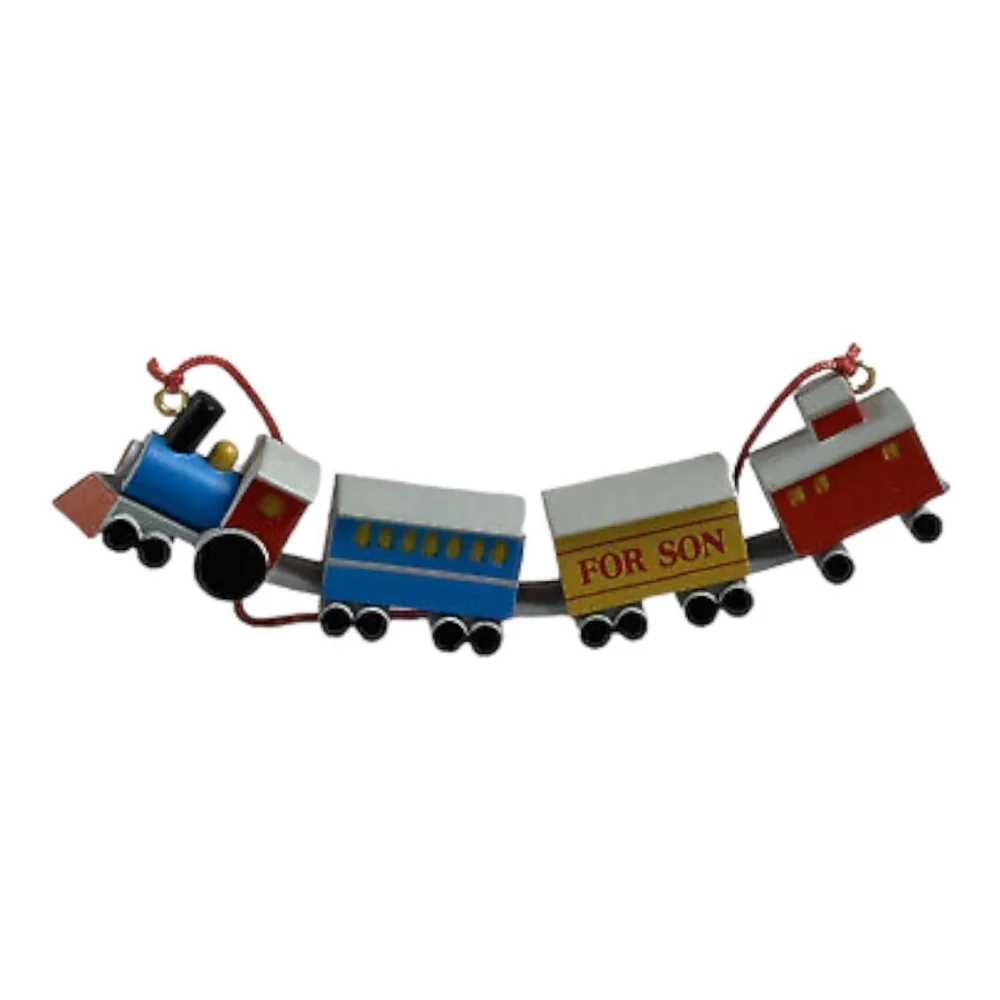 Vintage Christmas Ornament HALLMARK Handcrafted For Son Train Car Xmas Ornaments